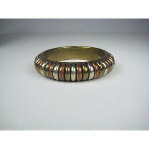 Mixed Metal Bangle Bracelet Brass Copper Silvertone 8 inch Dia